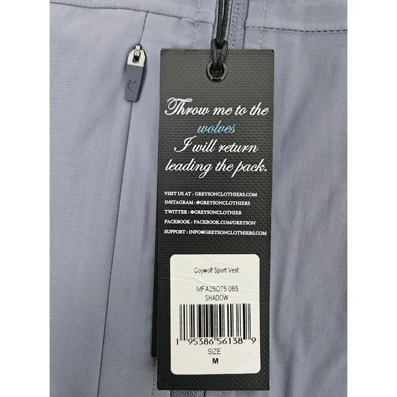 Greyson Coywolf Sport Vest Mens Medium Shadow Grey LochenHeath Golf Full Zip NEW